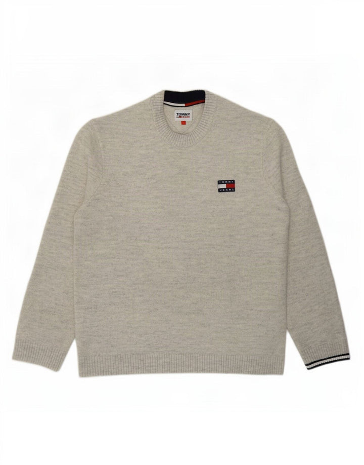 Tommy Hilfiger Herre Crew Neck Jumper Sweater Large Grey Flecked Acryl