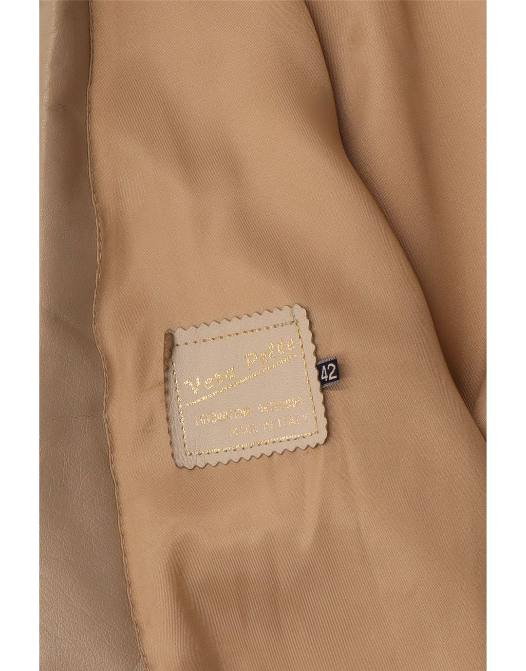 Vintage dame 1 knap læder blazerjakke IT 42 medium beige læder
