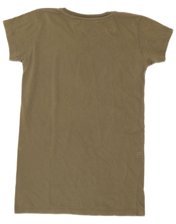 Calvin Klein Jeans Dame Grafisk T-Shirt Top UK 10 Small Khaki