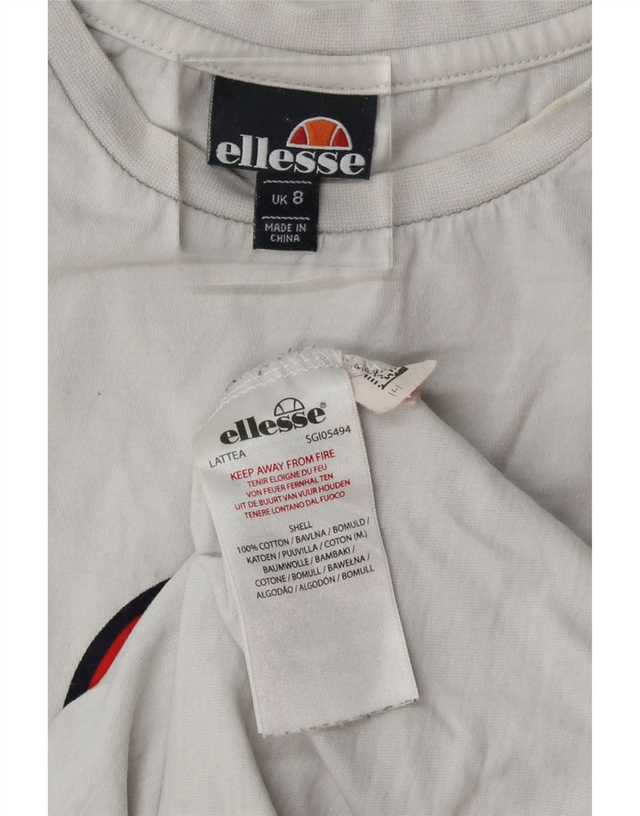 ELLESSE Womens Graphic T-Shirt Top UK 8 Small Blue Cotton Vintage Ellesse and Second-Hand Ellesse from Messina Hembry 