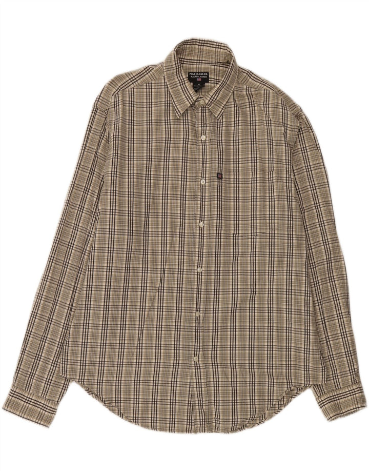 Ralph Lauren herreskjorte XL Beige ternet bomuld