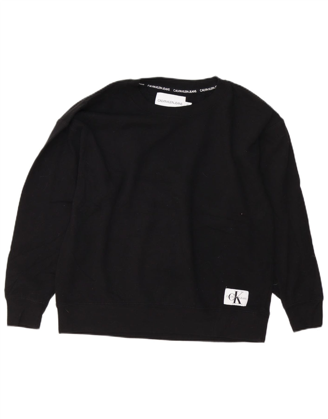 CALVIN KLEIN JEANS Dame Sweatshirt Jumper UK 14 Medium Sort Bomuld