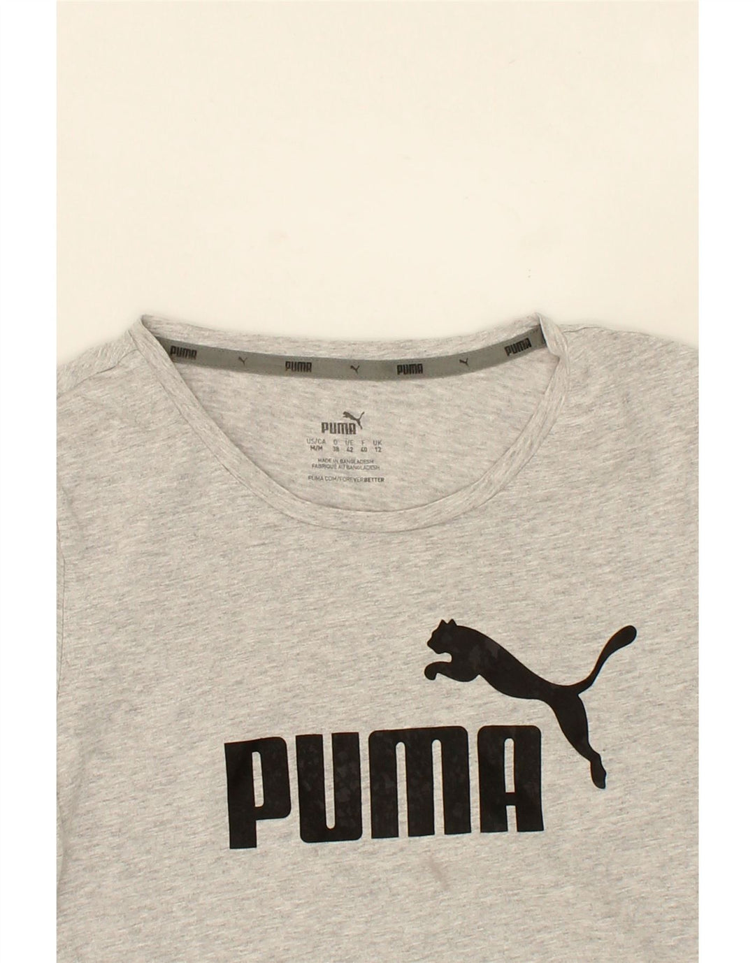 PUMA Womens Graphic T-Shirt Top UK 12 Medium Grey Vintage Puma and Second-Hand Puma from Messina Hembry 