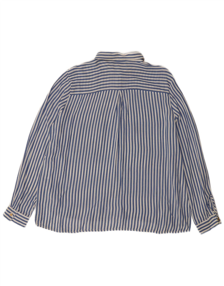 Zara Dameskjorte UK 14 Medium Blue Pinstripe Viscose