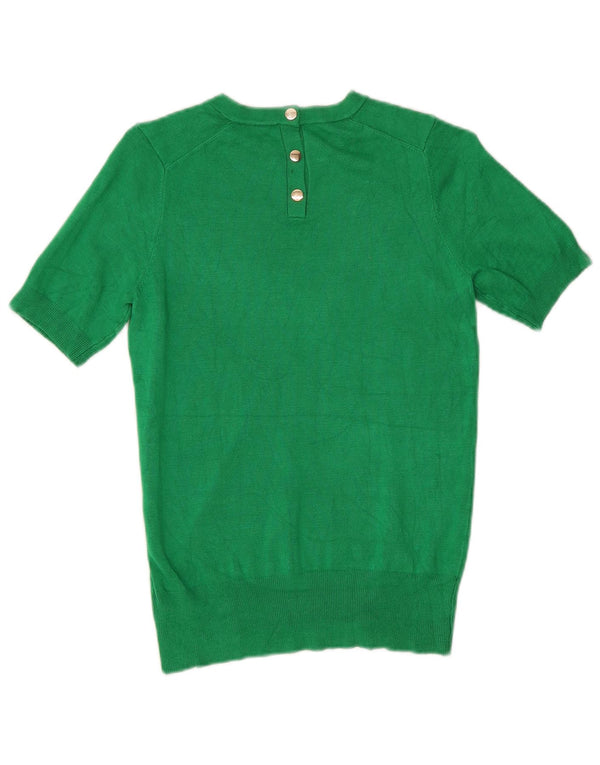 Zara Dame Kortærmet Boat Neck Jumper Sweater UK 10 Small Green Viscose