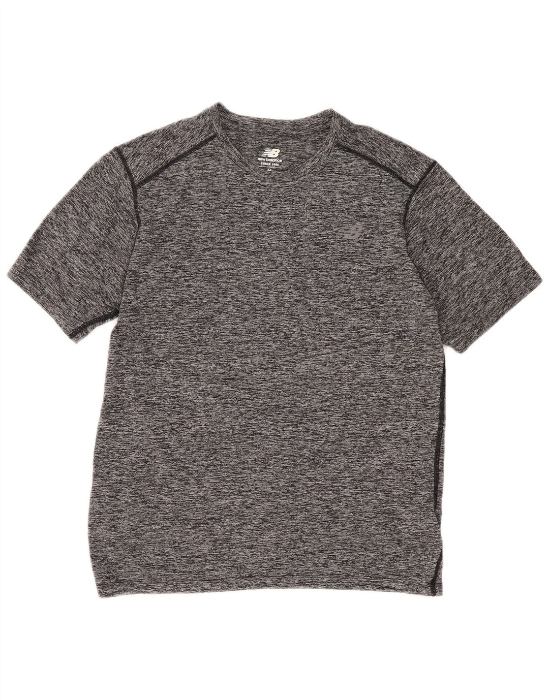 New Balance Herre T-Shirt Top Medium Grey Flecked Polyester