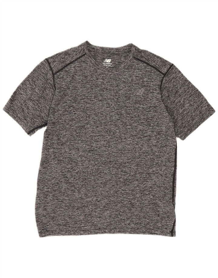 New Balance Herre T-Shirt Top Medium Grey Flecked Polyester