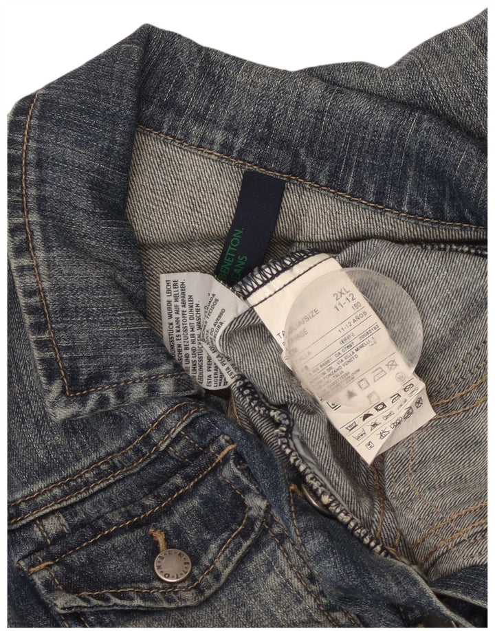 Benetton Girls Denimjakke 11-12 År 2XL Blå Bomuld