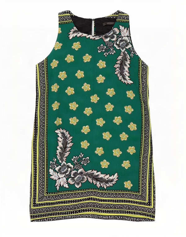 Zara Dame Trafaluc Ærmeløs Skiftekjole UK 12 Medium Green Floral
