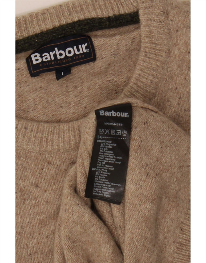 Barbour Herre Crew Neck Jumper Sweater Stor Beige Flecked Uld