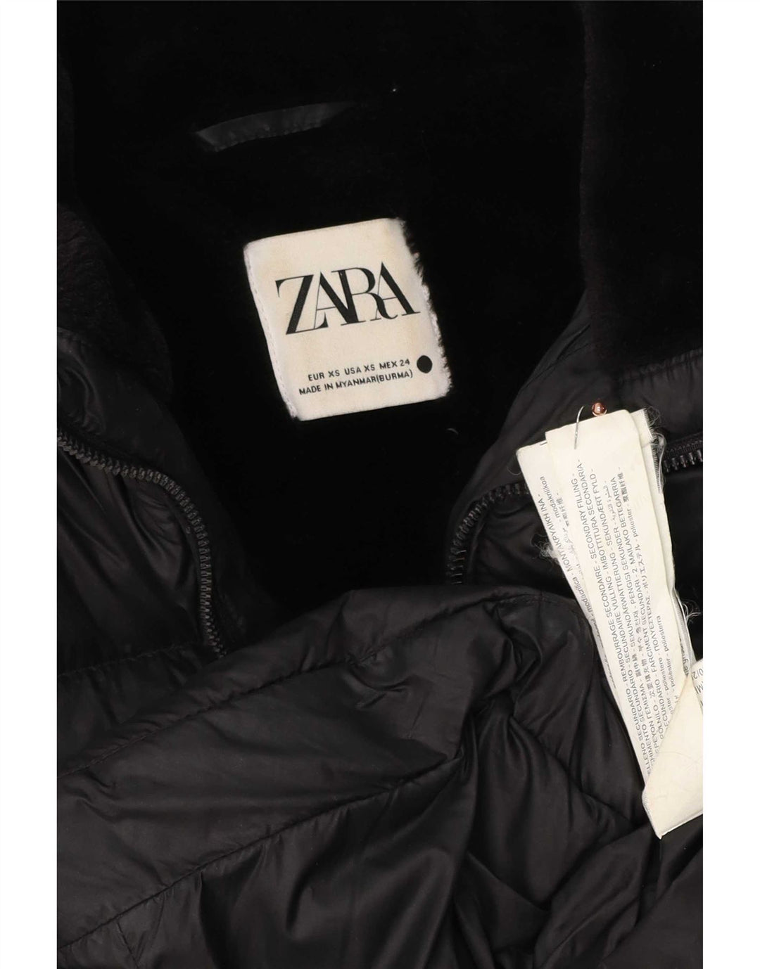 Zara polstret jakke til kvinder UK 6 XS sort polyester