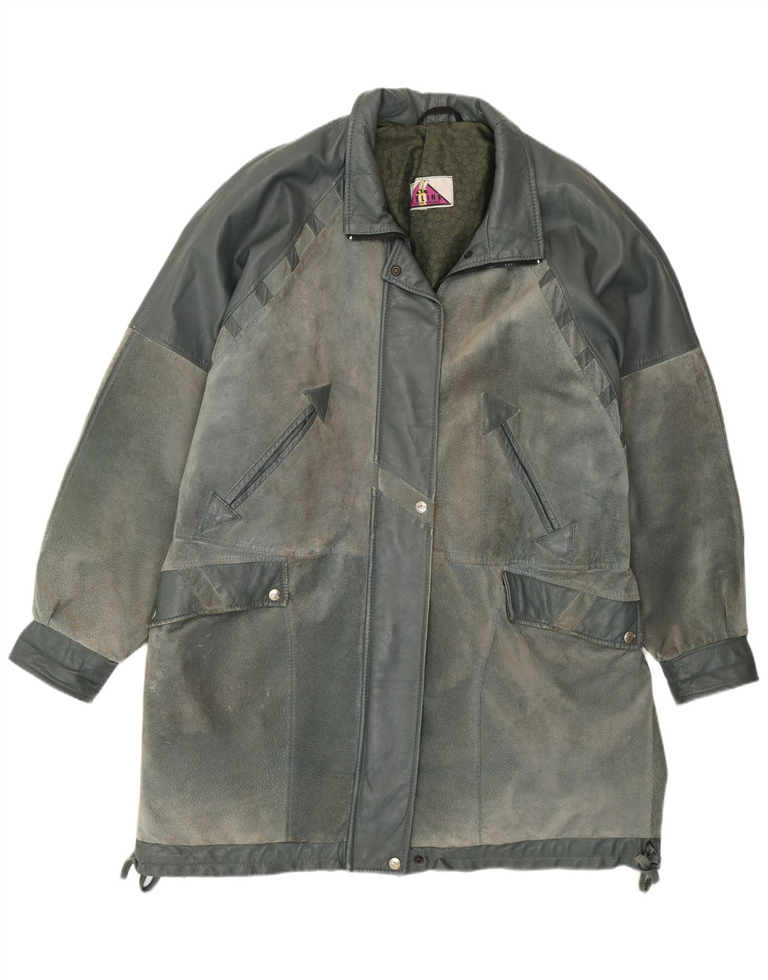 Vintage læderfrakke til kvinder UK 22 2XL Blå