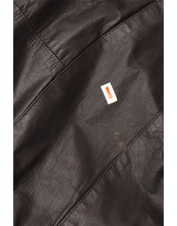 VINTAGE Oversized læderfrakke til kvinder UK 14 Medium sort læder