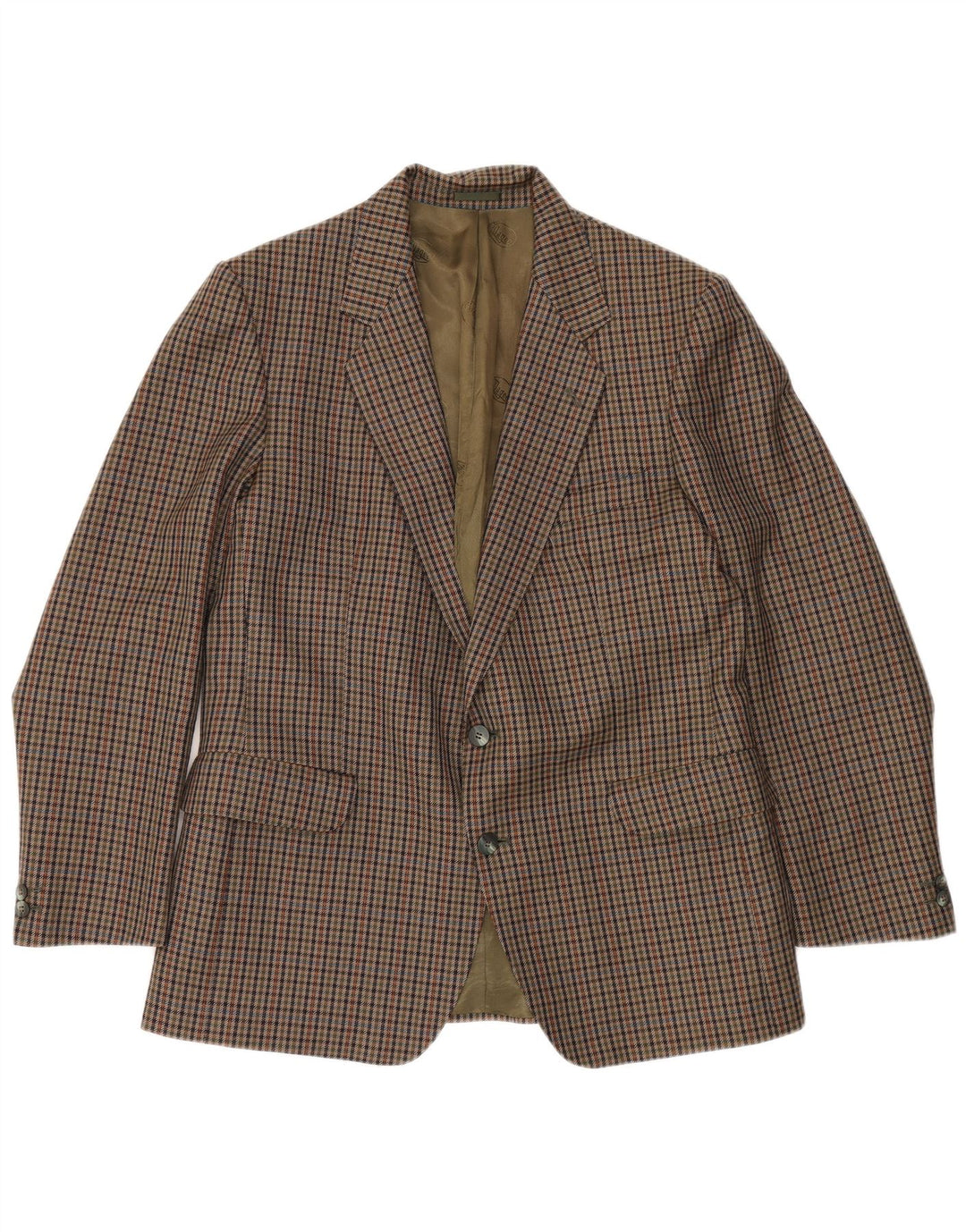 MAGEE Mens 2 Button Blazer Jacket UK 40 Large Khaki Check Wool