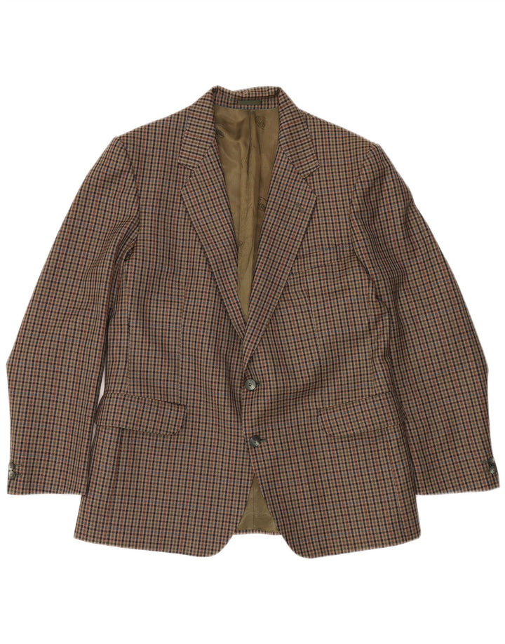 MAGEE Mens 2 Button Blazer Jacket UK 40 Large Khaki Check Wool