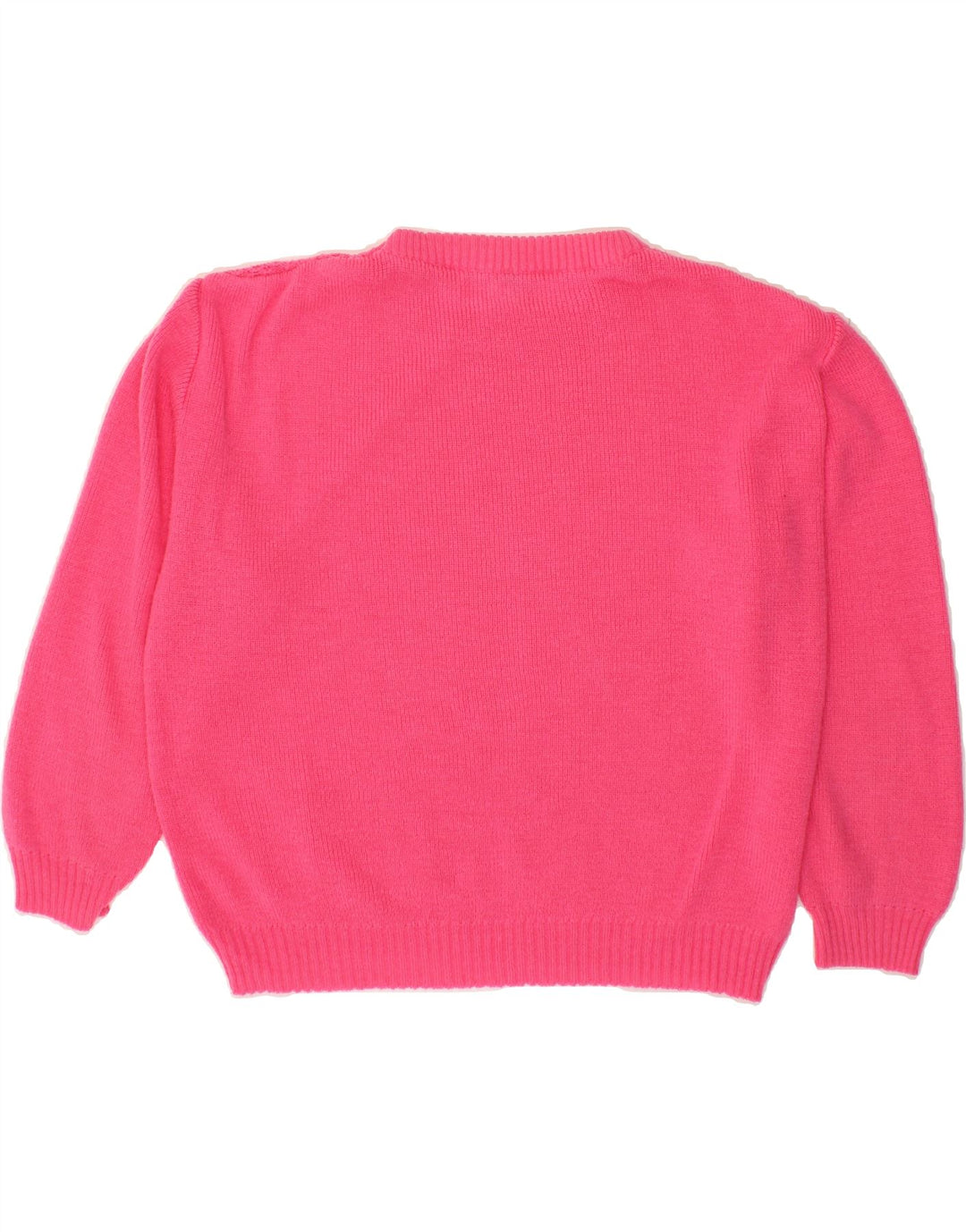 VINTAGE Womens Crew Neck Jumper Sweater UK 14 Medium Pink Acrylic Vintage Vintage and Second-Hand Vintage from Messina Hembry 