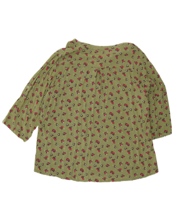 F.D.Joseph dametrøje med 3/4 ærmer UK 18 XL Grøn blomsterviscose