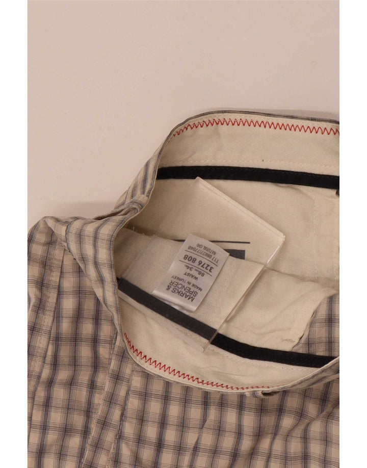Marks & Spencer Herre Chino Shorts W34 Large Beige Ternet Bomuld