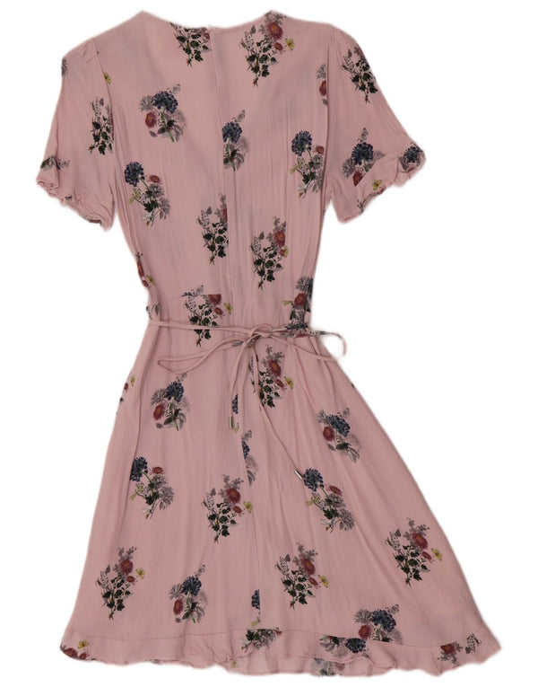 Oasis Kvinde slå-om-kjole UK 10 Small Pink Floral Viscose