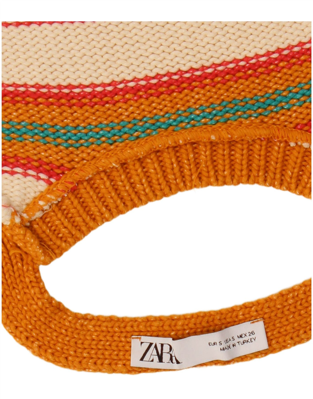 Zara Womens Crop Knit Halter Top UK 8 Small Orange Striped