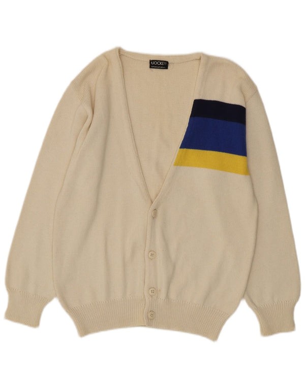 Jockey Mens Cardigan Sweater IT 48 Small White Colourblock Cotton