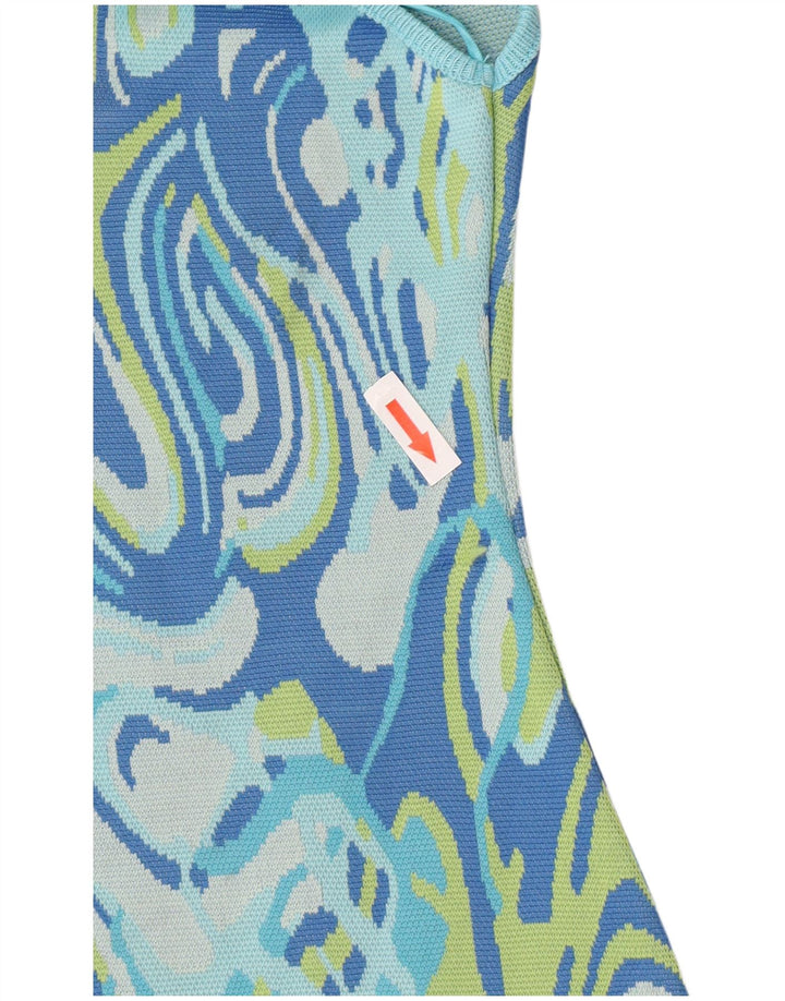 Zara Womens Sleeveless Bodycon Dress UK 8 Small Blue Geometric Polyester