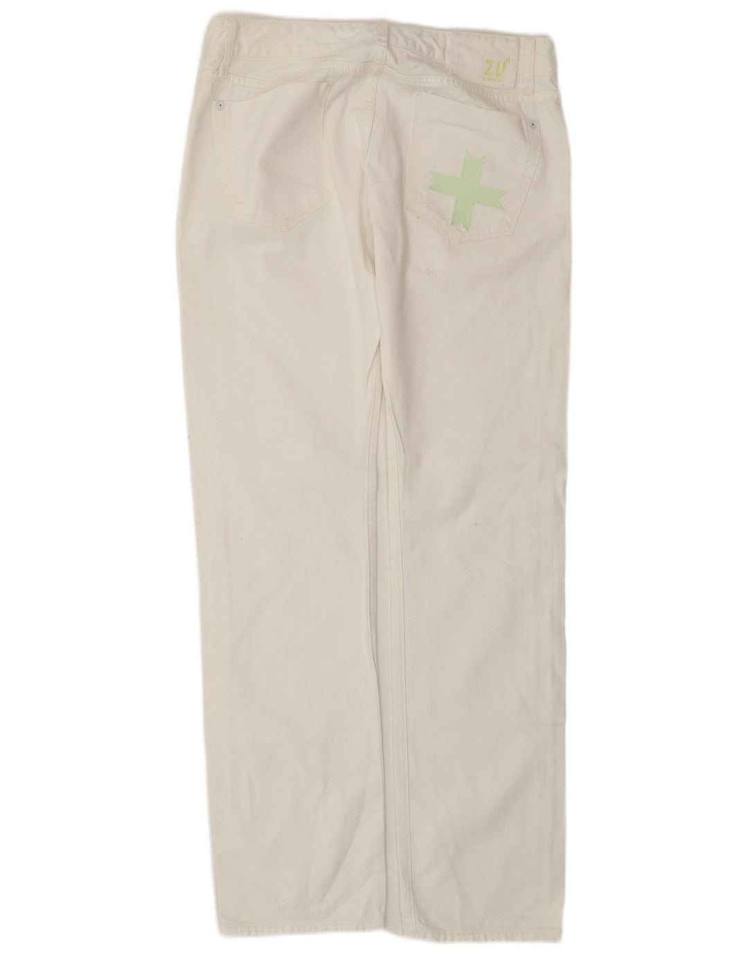 ZU ELEMENTS Dame Distressed Straight Jeans W32 L34 Hvid Bomuld