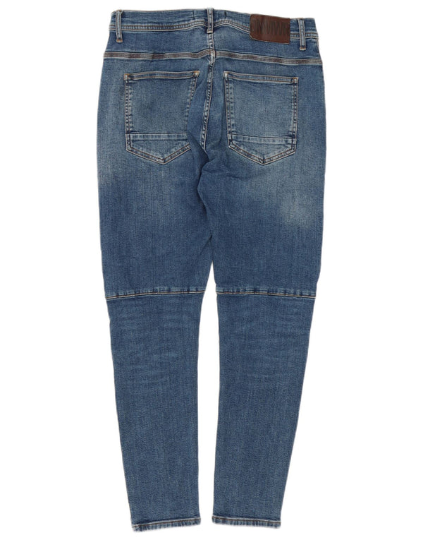 Zara Herre Skinny Jeans EU 44 Large W34 L27 Blå Patchwork Bomuld