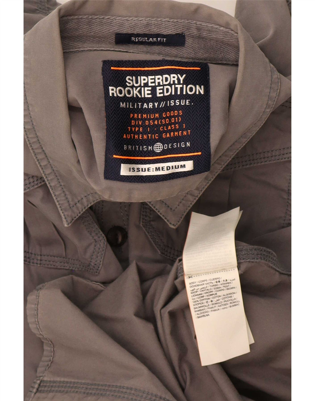 Superdry Herre Regular Fit skjorte mellemgrå bomuld