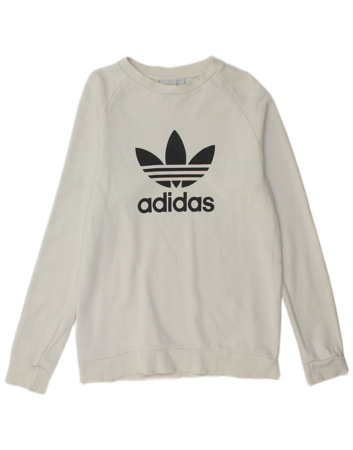 ADIDAS grafisk sweatshirt til mænd, lille hvid bomuld