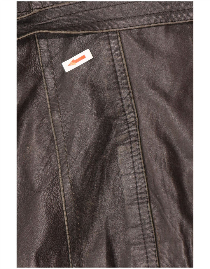 Vintage herre dobbeltradet læderjakke UK 34 XS Sort Retro