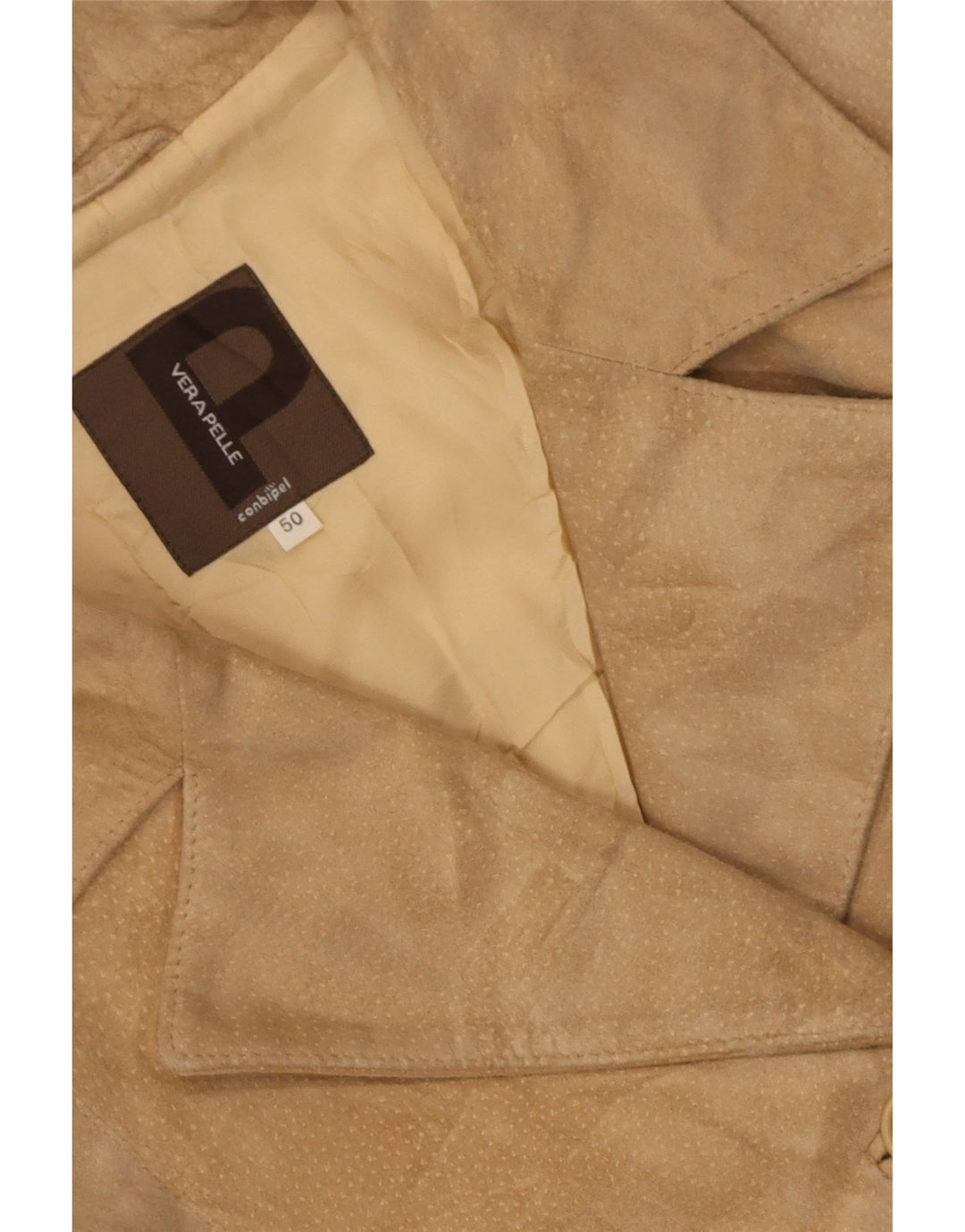 Conbipel Dame Ruskind Overfrakke IT 50 XL Beige Læder