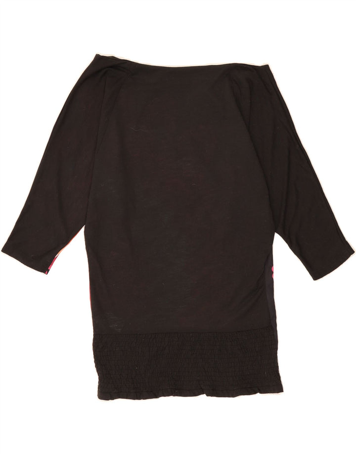 DESIGUAL Womens Oversized Off Shoulder Top UK 6 XS Black Geometric Vintage Desigual and Second-Hand Desigual from Messina Hembry 