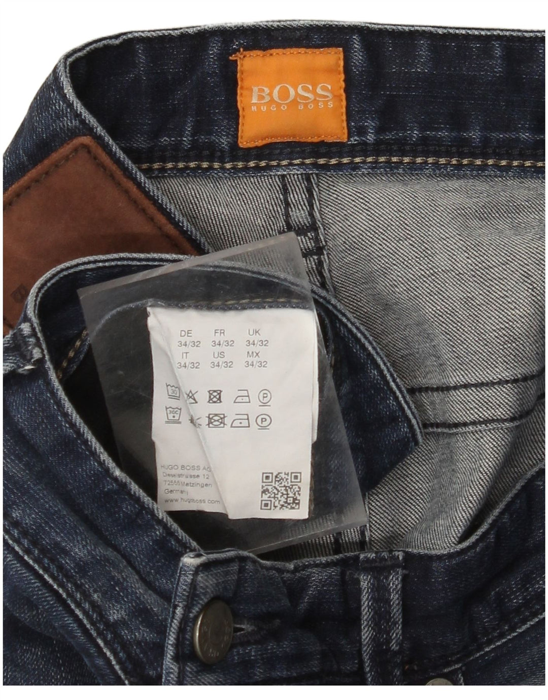 HUGO BOSS Straight jeans til mænd W34 L32 Marineblå bomuld