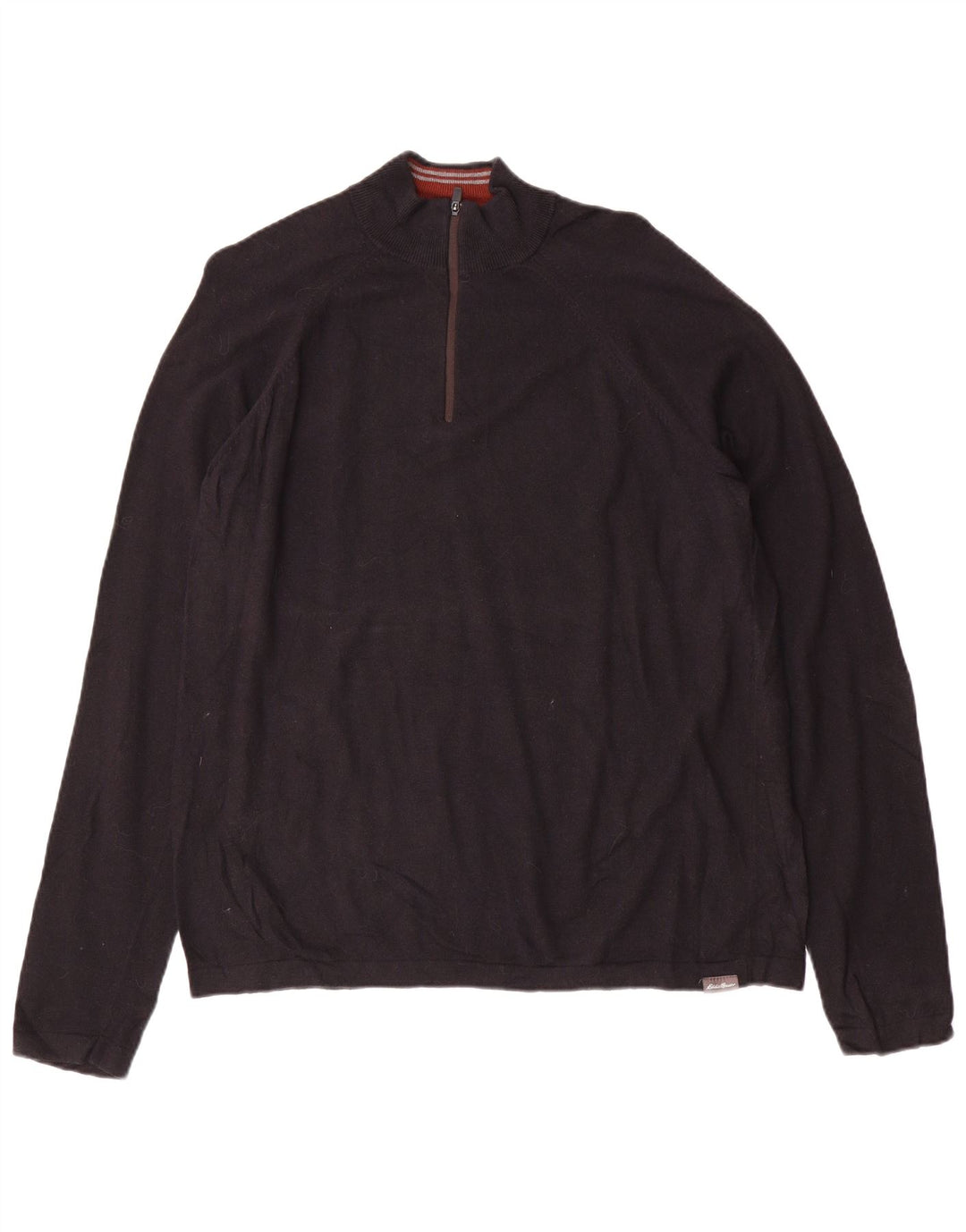 Eddie Bauer Herre Zip Neck Jumper Sweater Stor Sort Rayon