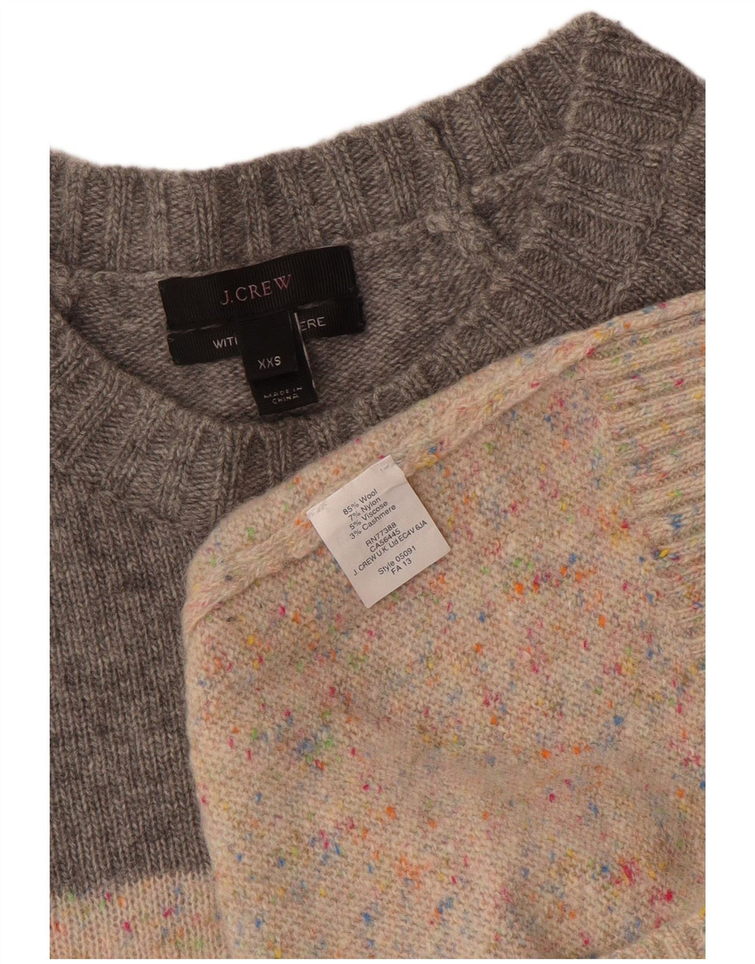 J. CREW Dame Boat Neck sweater UK 2 2XS Beige Colourblock Uld