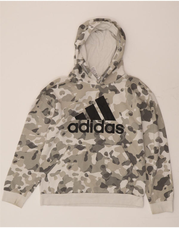 Adidas Grafisk hættetrøje til drenge 15-16 år XL Grå Camouflage Bomuld