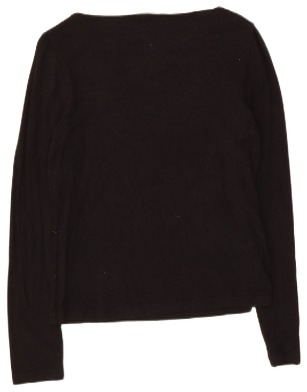 Ralph Lauren Womens Petite Top Langærmet UK 8 Small Black Rayon