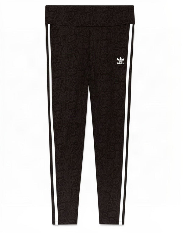 Adidas Womens Leggings UK 12/14 Medium Black Animal Print Bomuld