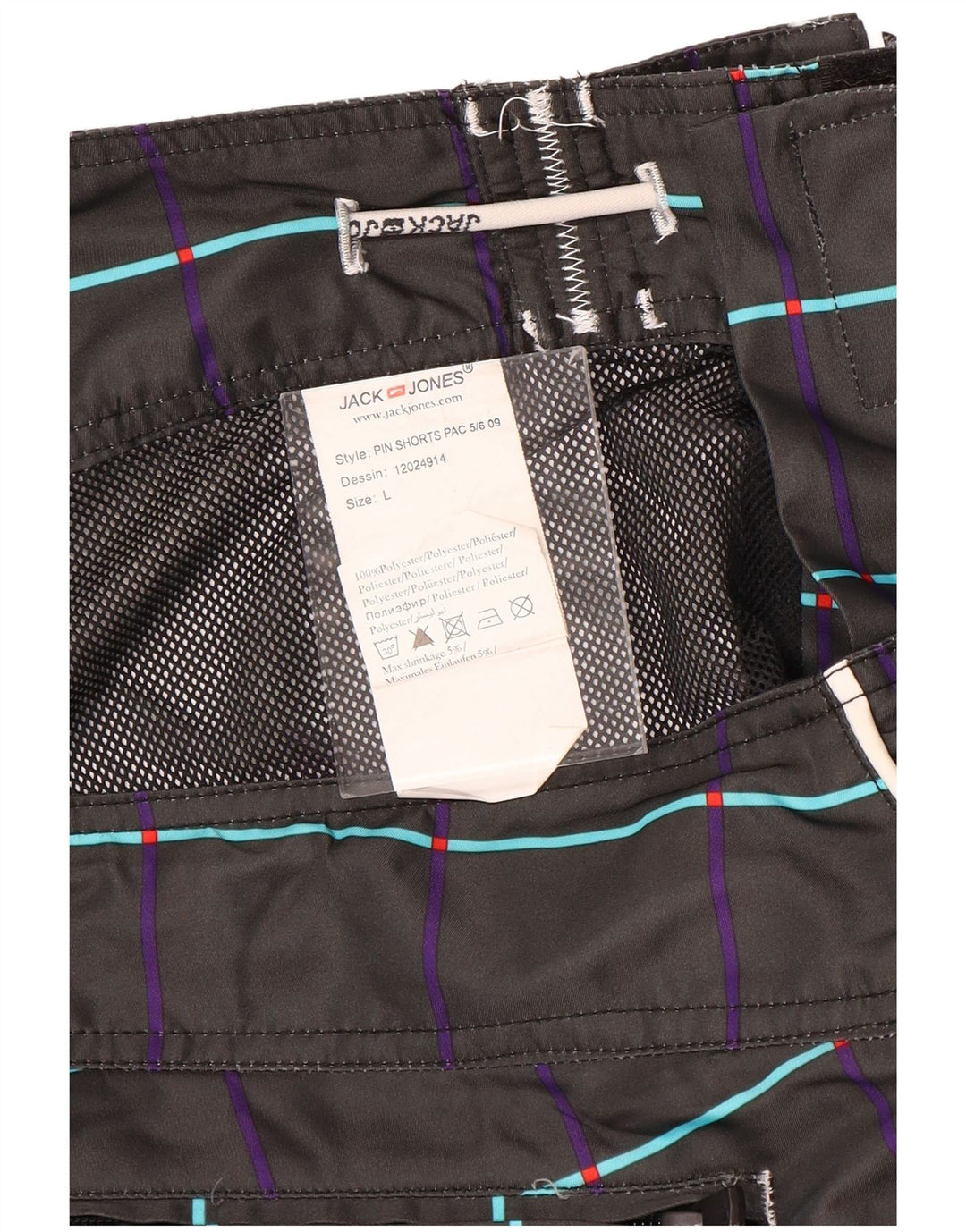 Jack & Jones grafiske badeshorts til mænd, store sorte blomsterpolyester