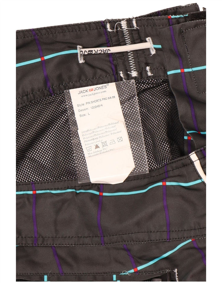 Jack & Jones grafiske badeshorts til mænd, store sorte blomsterpolyester