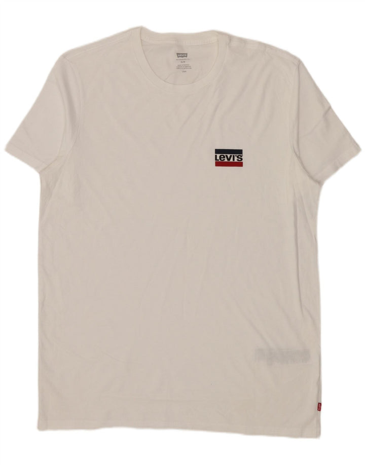 Levi's Herre Slim T-Shirt Top Stor Hvid Bomuld
