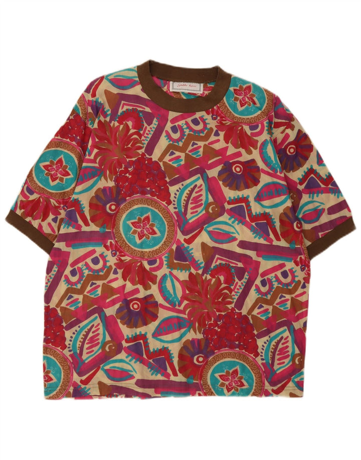 Vintage Damebluse Top UK 16 Stor Flerfarvet Geometrisk