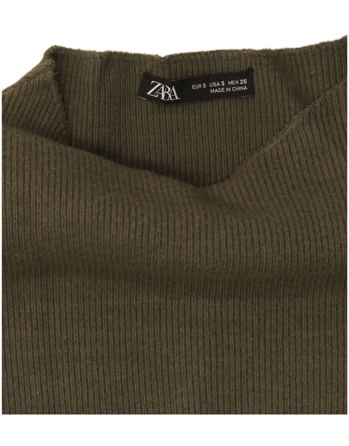 Zara Dame Oversized Turtle Neck Jumper Sweater UK 10 Small Khaki
