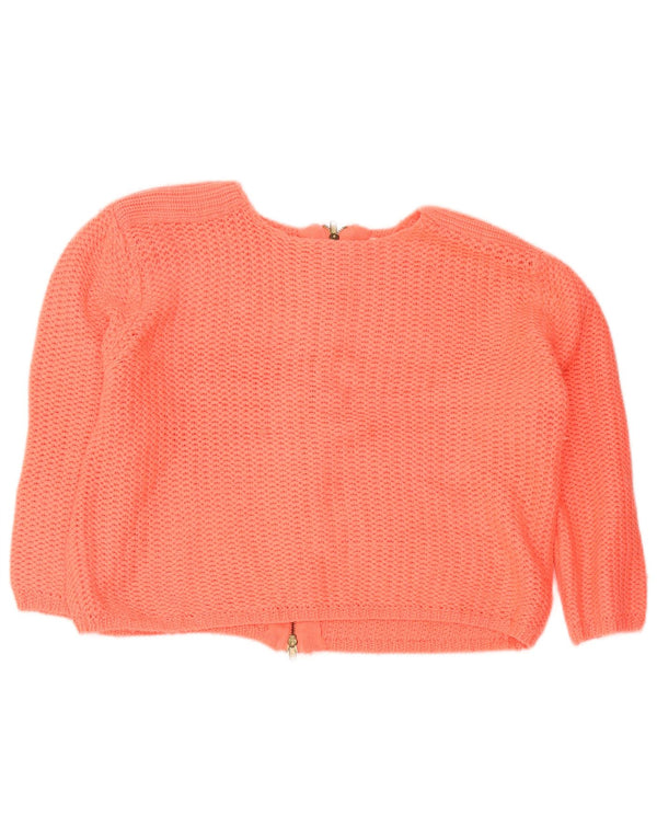 Zara Womens Crop 3/4 ærmet oversized cardigan sweater UK 10 Small Orange
