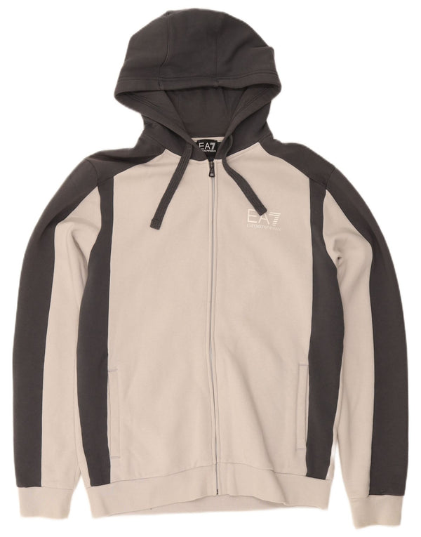 Emporio Armani Herre hættetrøje med lynlås 2XL Grå Colourblock Bomuld