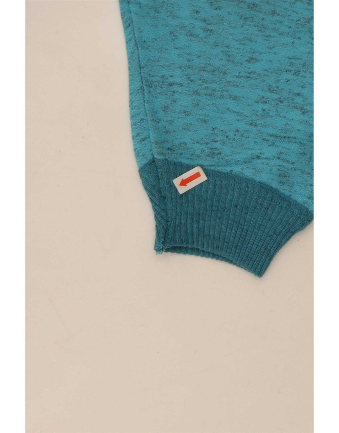 Vintage herre grafisk lynlås-hals sweatshirt jumper stor blå flækket