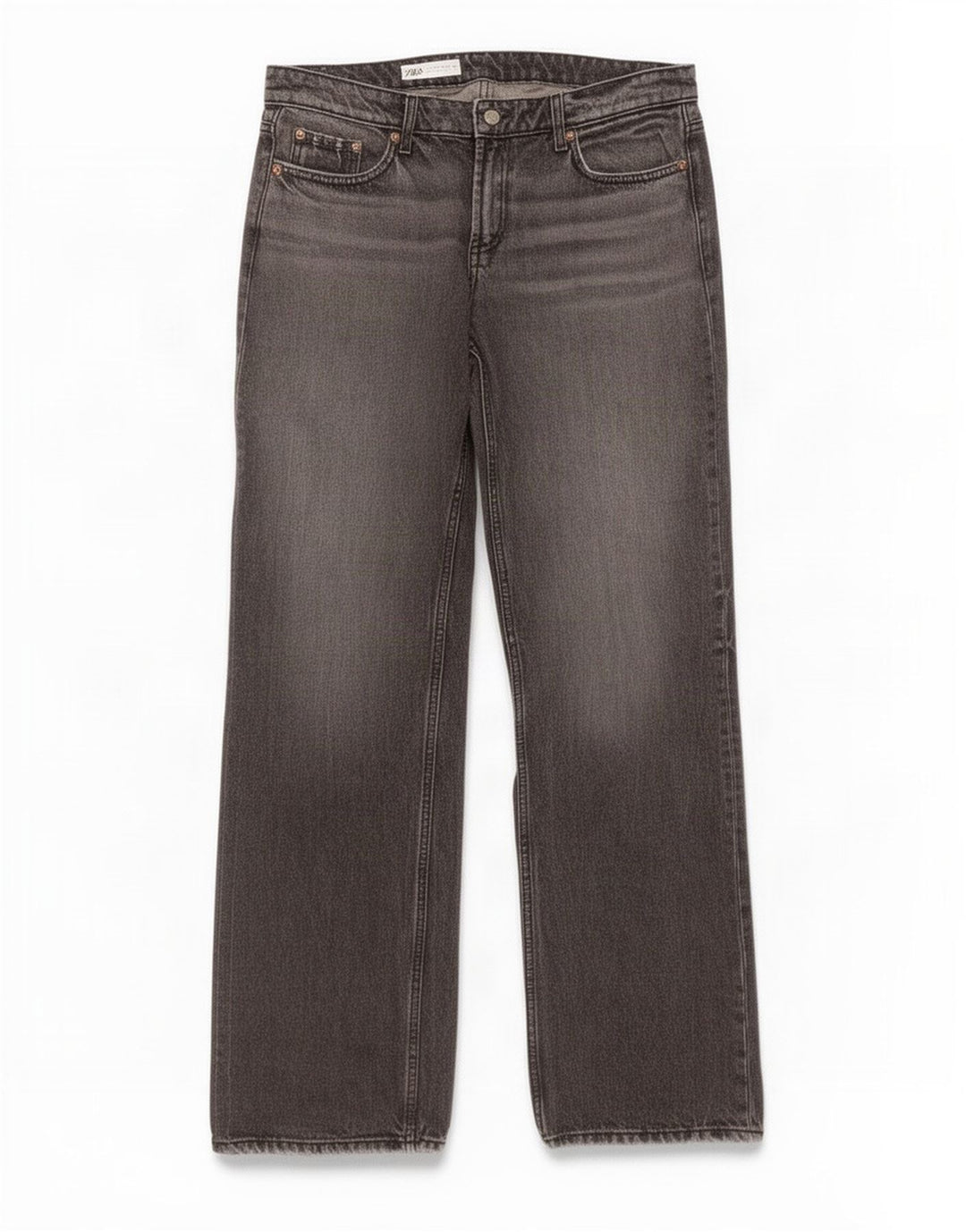 Zara Dame Straight Jeans EU 42 Large W32 L35 Grå Bomuld