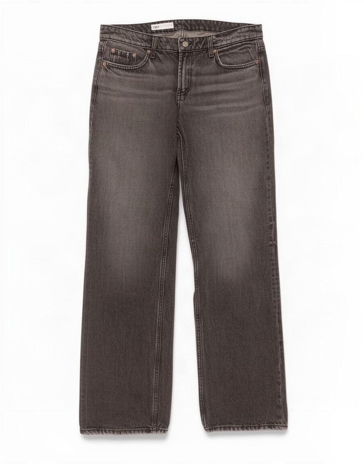 Zara Dame Straight Jeans EU 42 Large W32 L35 Grå Bomuld