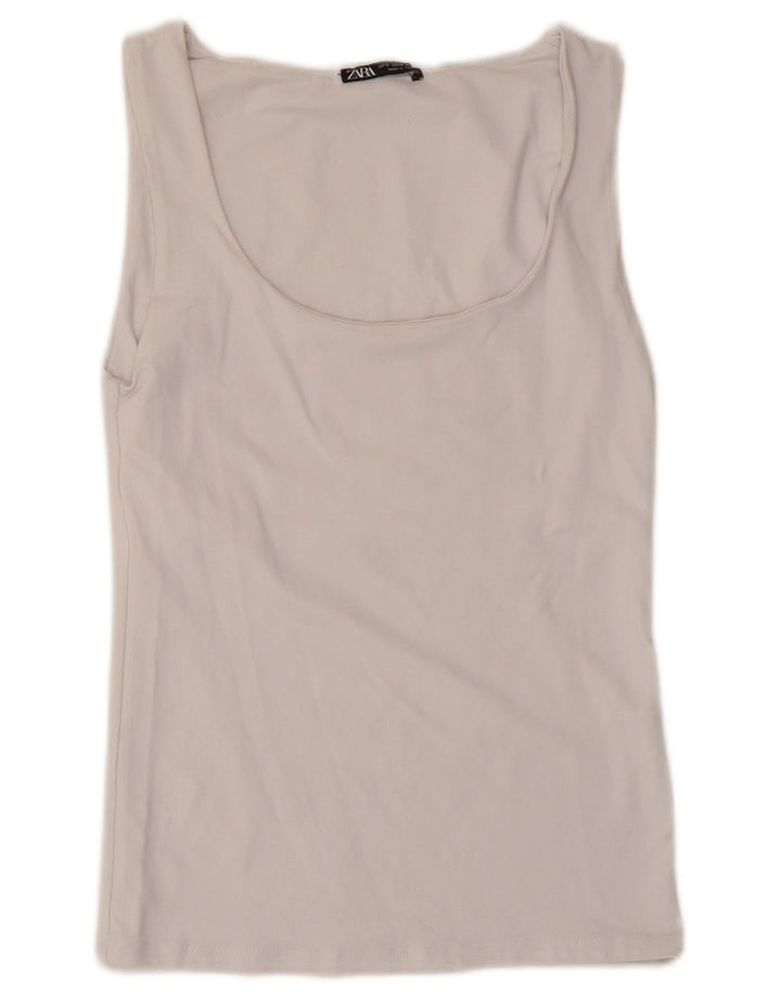 Zara Damevest Top UK 8 Small White Polyamide
